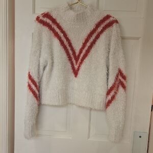 MINKPINK White and Red Chevron Turtleneck Sweater